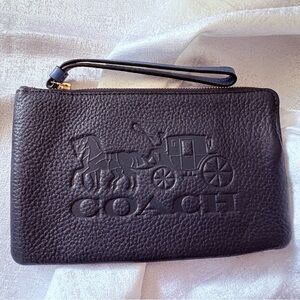 Coach Embossed Blue Leather Pouch